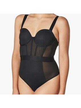 DKNY Womens Black  Sheers Strapless Bodysuit NWOT Size 34B